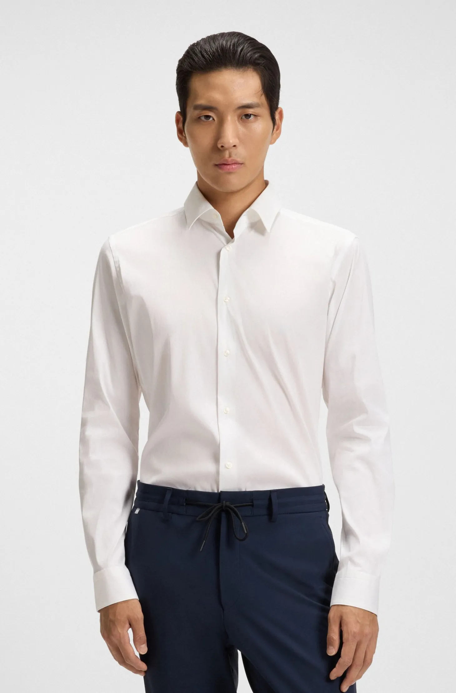 Extra-slim-fit shirt in easy-iron cotton-blend poplin