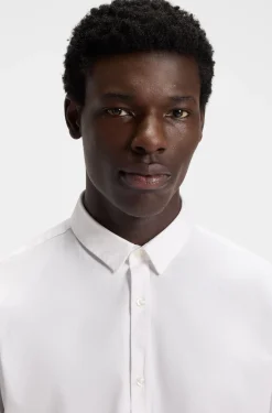 Extra-slim-fit shirt in stretch-cotton canvas