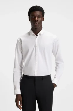 Extra-slim-fit shirt in stretch-cotton canvas