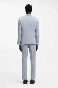 Extra-slim-fit suit in wool-blend poplin