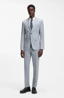 Extra-slim-fit suit in wool-blend poplin