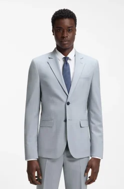 Extra-slim-fit suit in wool-blend poplin