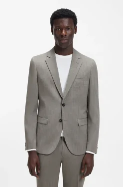 Extra-slim-fit suit in wool-blend poplin