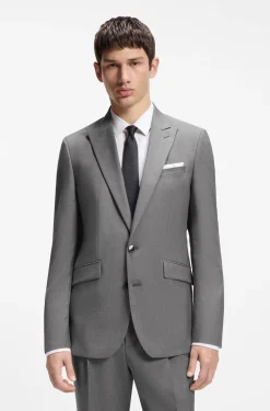 Extra-slim-fit suit jacket in virgin-wool dobby