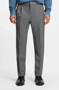 Extra-slim-fit trousers in virgin-wool dobby