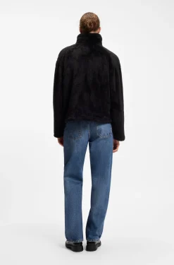 Faux-fur jacket with contrasting patch pockets