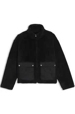 Faux-fur jacket with contrasting patch pockets
