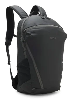 Faux-leather backpack with reflective details