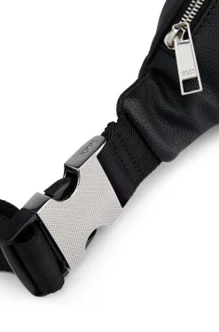 Faux-leather belt bag with embossed logo