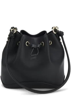 Faux-leather bucket bag with two straps
