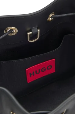 Faux-leather bucket bag with two straps
