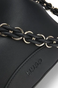 Faux-leather bucket bag with two straps