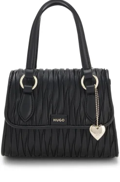Faux-leather handbag with heart charm