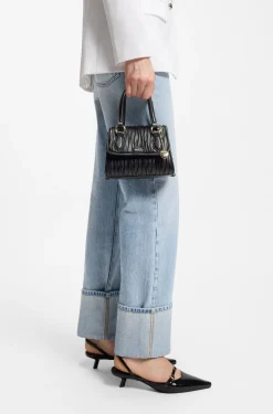 Faux-leather handbag with heart charm