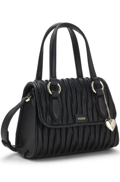 Faux-leather handbag with heart charm