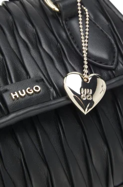 Faux-leather handbag with heart charm