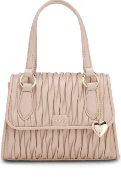 Faux-leather handbag with heart charm
