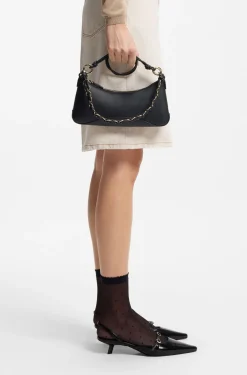 Faux-leather shoulder bag with two straps