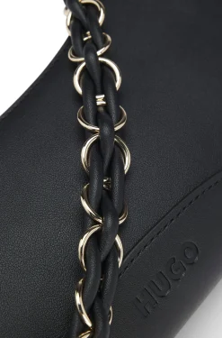 Faux-leather shoulder bag with two straps