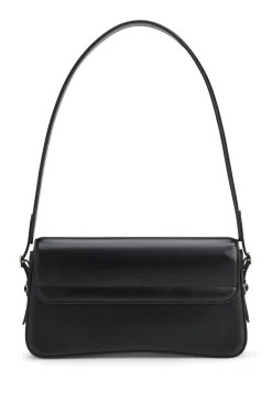 Faux-leather shoulder bag with logo lettering