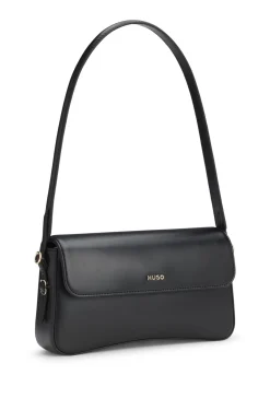Faux-leather shoulder bag with logo lettering