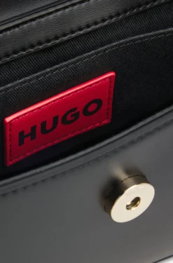 Faux-leather shoulder bag with logo lettering