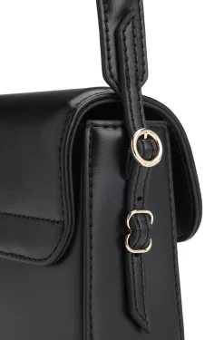 Faux-leather shoulder bag with logo lettering