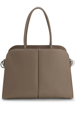 Faux-leather tote bag with embossed logo
