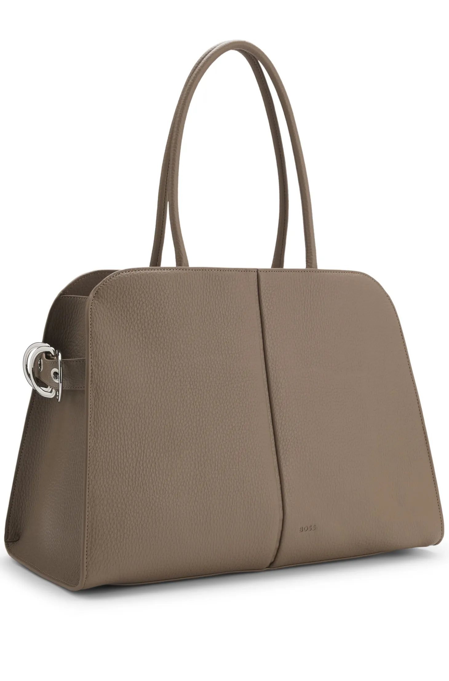 Faux-leather tote bag with embossed logo