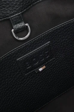 Faux-leather tote bag with embossed logo