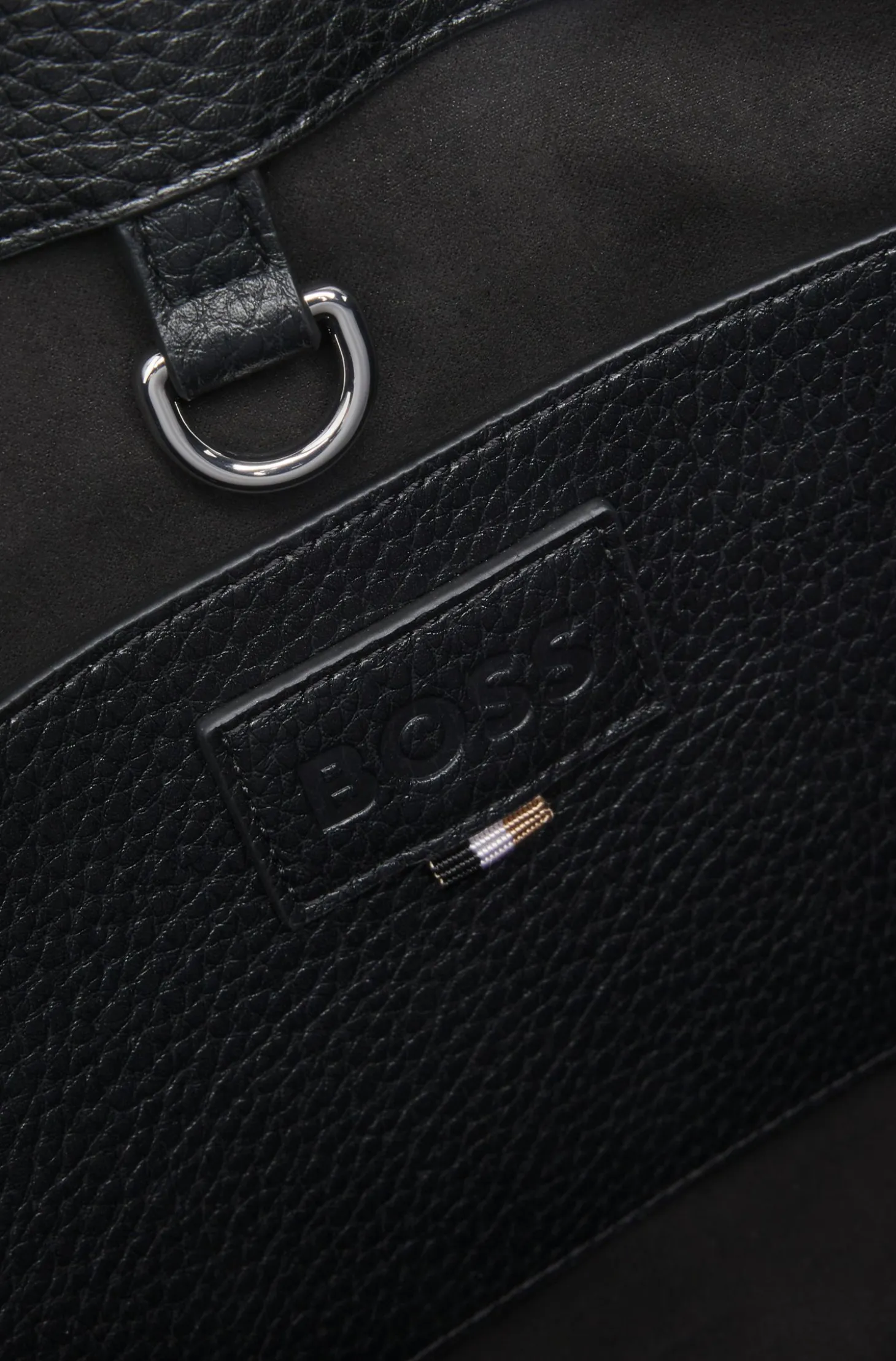 Faux-leather tote bag with embossed logo