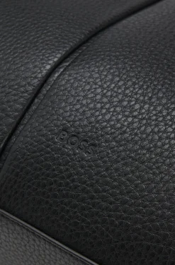 Faux-leather tote bag with embossed logo
