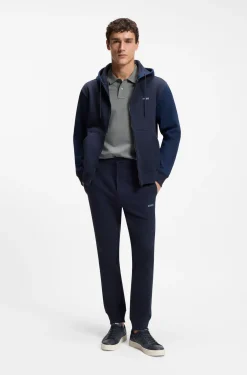 Faux-leather trainers with denim-look trims