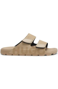 Faux-suede slides with logo detailing