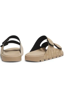 Faux-suede slides with logo detailing
