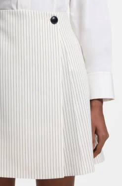 Faux-wrap mini skirt with pinstripe