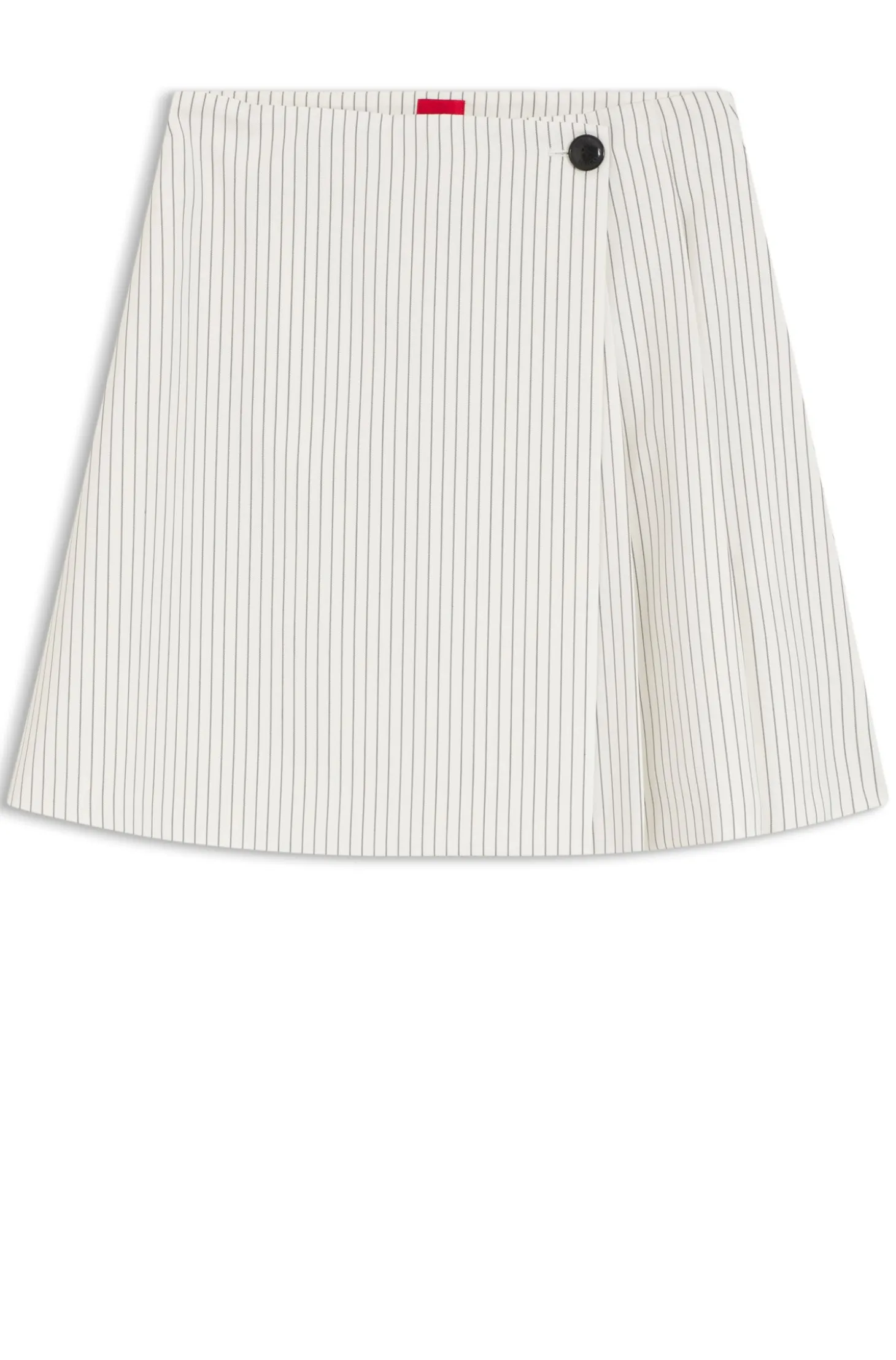 Faux-wrap mini skirt with pinstripe