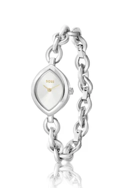 Fiora contoured watch in silver-tone steel