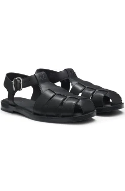 Fisherman-style sandals in leather with stacked logo