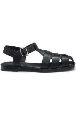 Fisherman-style sandals in leather with stacked logo