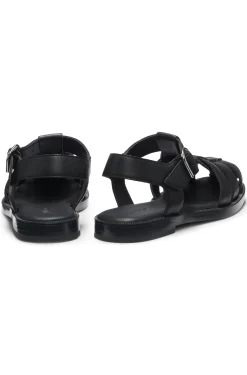 Fisherman-style sandals in leather with stacked logo