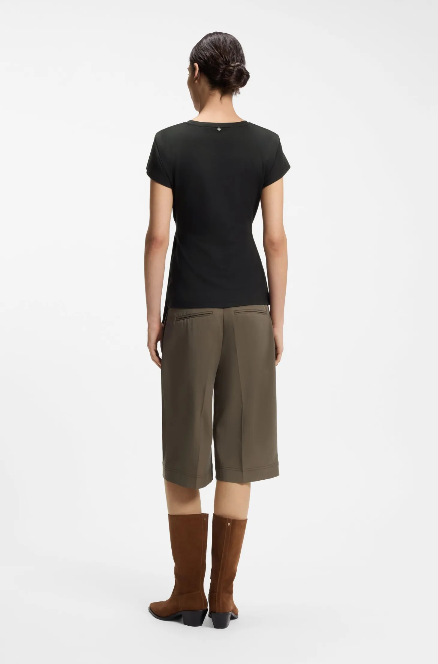 Fitted T-shirt with waist knot detail
