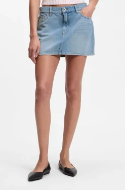 Five-pocket mini skirt in blue denim