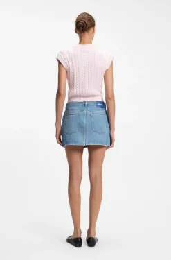 Five-pocket mini skirt in blue denim