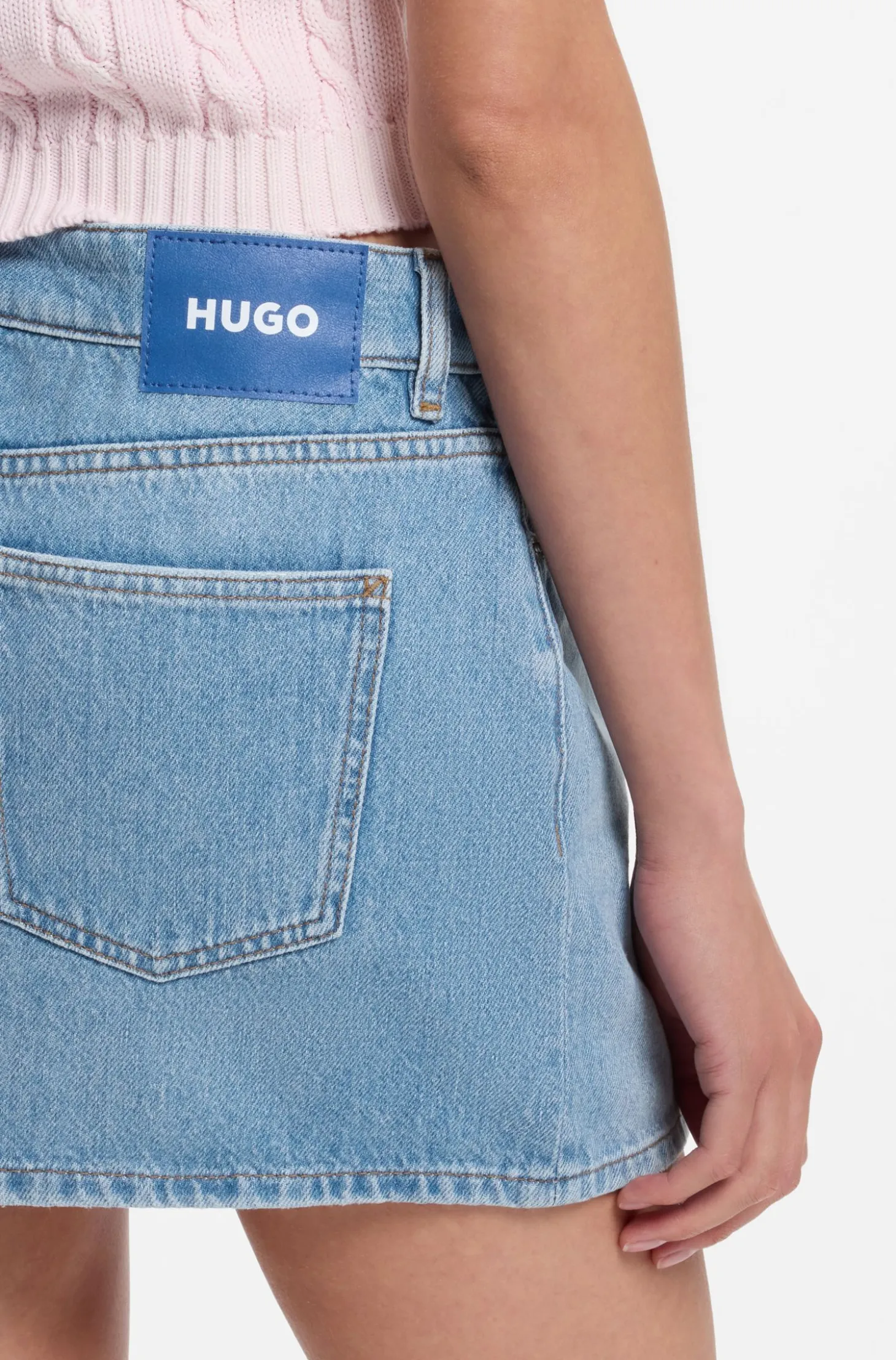 Five-pocket mini skirt in blue denim