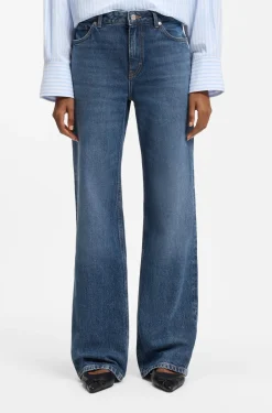 Flared-fit jeans in blue stretch denim
