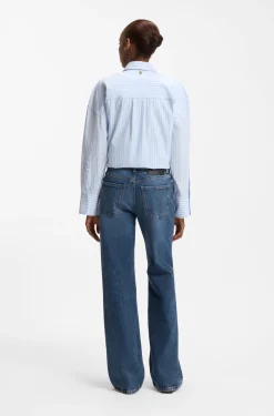 Flared-fit jeans in blue stretch denim