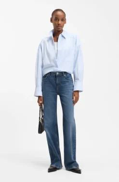Flared-fit jeans in blue stretch denim