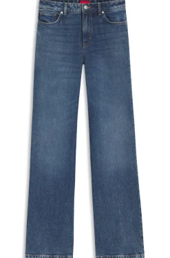 Flared-fit jeans in blue stretch denim