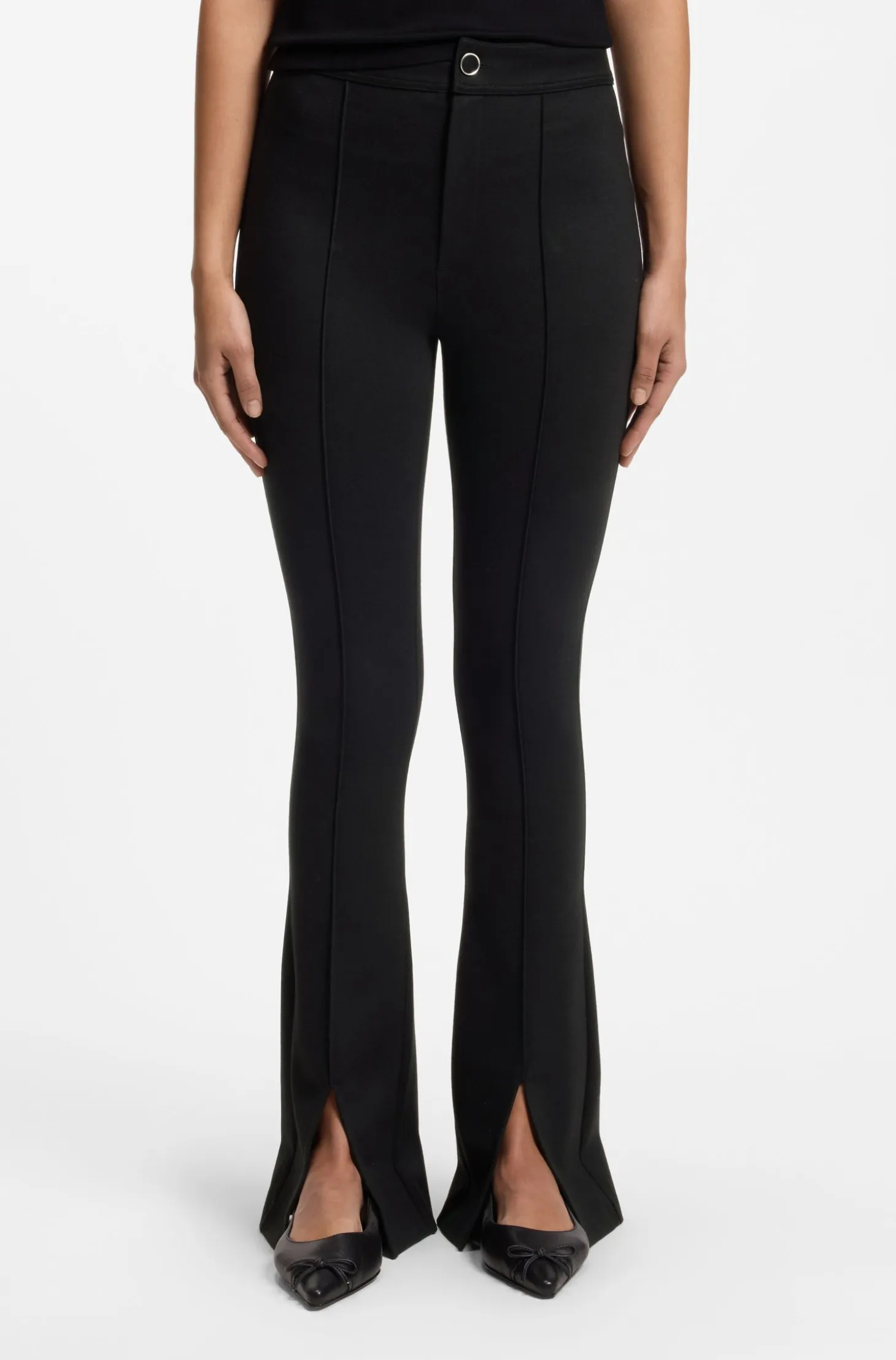 Flared-fit trousers with front slits